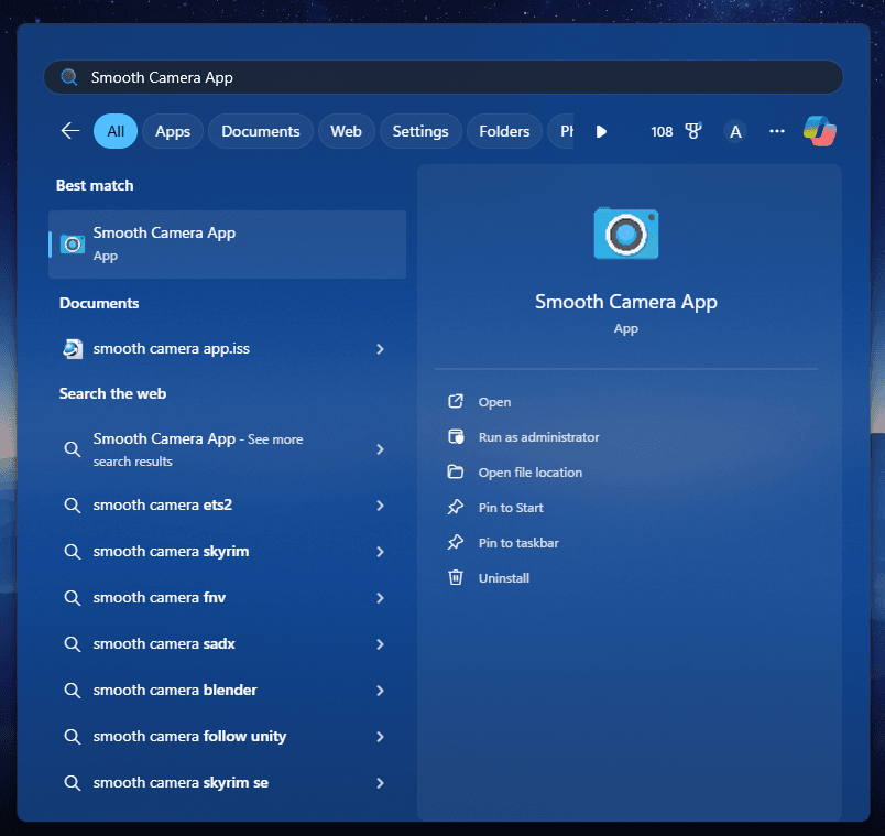 Windows Smooth Camera App